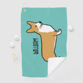 Serviette De Golf Pembroke Welsh Corgi Nom personnalisé (En situation)