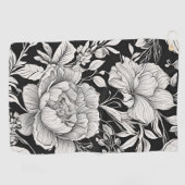 Serviette De Golf Peonies Black & White Vintage Pattern (Horizontal)