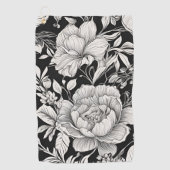 Serviette De Golf Peonies Black & White Vintage Pattern (Devant)
