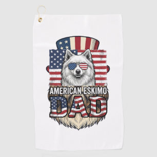 Serviette De Golf Père Esquimau Américain Patriotique Chien Vintage