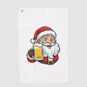 Serviette De Golf Père Noël buvant de la bière Graphique de Noël