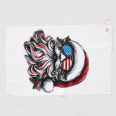 Serviette De Golf Père Noël de Noël Patriotique/Américaine (Horizontal)