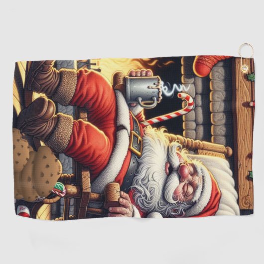 Serviette De Golf Père Noël dort Noël (Horizontal)