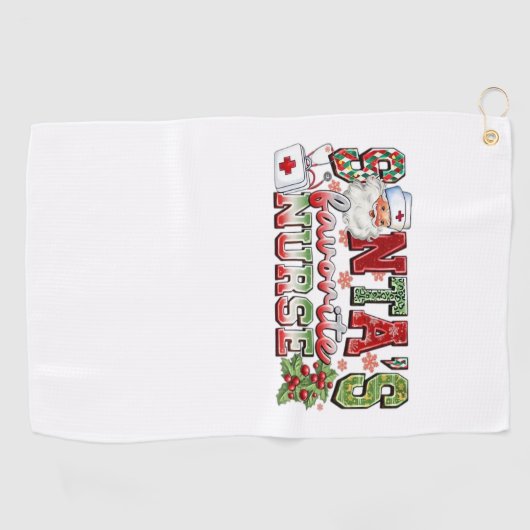 Serviette De Golf Père Noël Infirmière Favorite, Joyeuse Infirmière, (Horizontal)