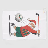 Serviette De Golf Père Noël Jouer Golf Joueur de Noël (Horizontal)