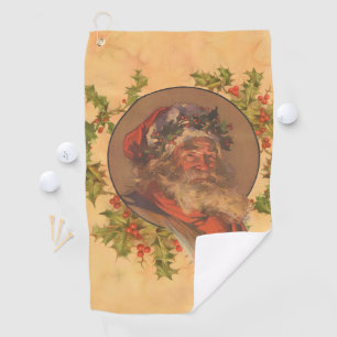 Serviette De Golf Père Noël Leyendecker Antique Victorien