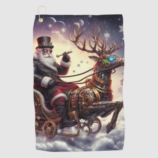 Serviette De Golf Père Noël/Reindeer steampunk Noël/hiver (Devant)