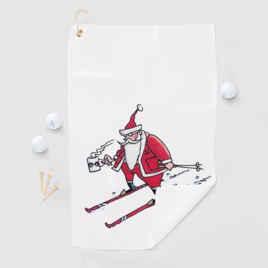 Serviette de golf père Noël Skiing (En situation)