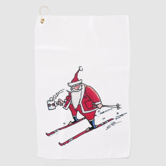 Serviette de golf père Noël Skiing (Devant)