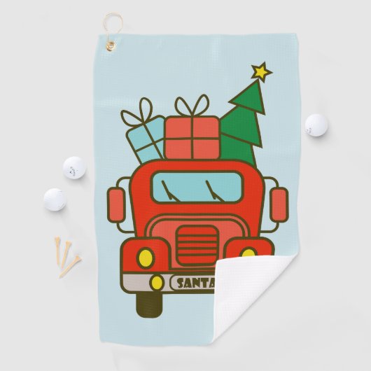 Serviette De Golf Père Noël vue de devant Joyeux Noël (En situation)