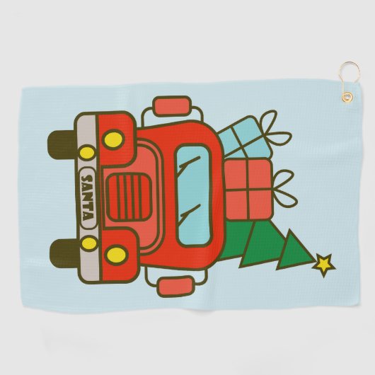 Serviette De Golf Père Noël vue de devant Joyeux Noël (Horizontal)
