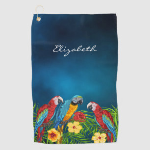 Serviette De Golf Perroquets bleu tropical feuille nom d'été