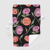 Serviette De Golf Personalisée Purple et Peach Floral Ladies (En situation)