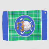 Serviette De Golf Personalize Golf Green Plaid (Horizontal)