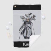 Serviette De Golf Personalize Gray (En situation)