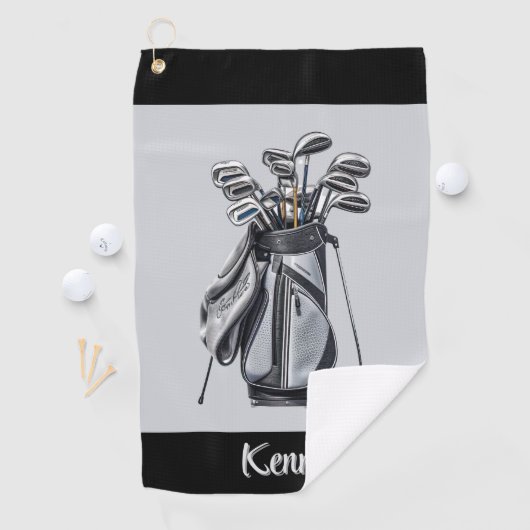 Serviette De Golf Personalize Gray  (En situation)