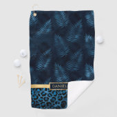 Serviette De Golf Personalized Blue Leopard Print Tropical Floral (En situation)