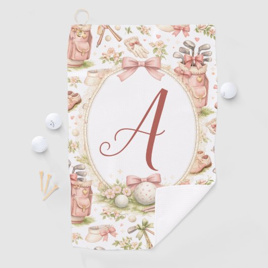 Serviette De Golf Personalized Blush Bow Golf Monogram (En situation)