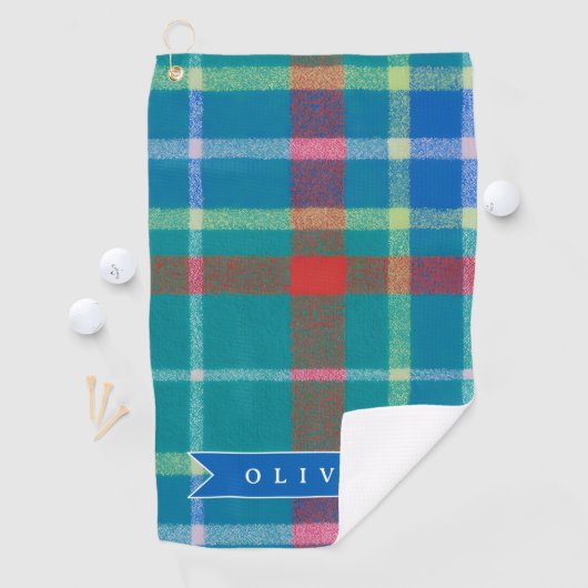 Serviette De Golf Personalized Custom Classic Blue Plaid Preppy  (En situation)