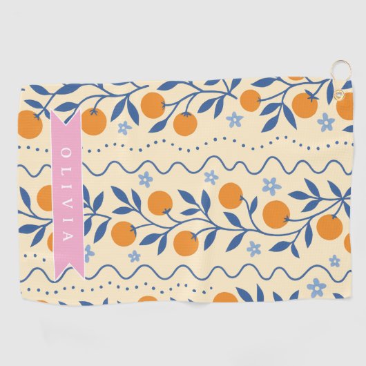 Serviette De Golf Personalized cute retro citrus folk pattern (Horizontal)