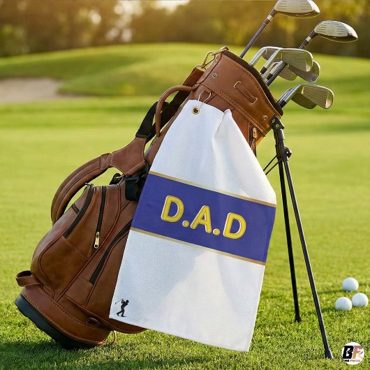 Serviette De Golf Personalized D.A.D Blue & Yellow Custom Father's D