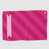 Serviette De Golf Personalized Fun Cute Modern Pink Stripe (Horizontal)