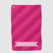 Serviette De Golf Personalized Fun Cute Modern Pink Stripe (Devant)