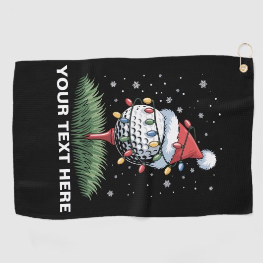 Serviette De Golf Personalized Golf Ball Christmas Tree Santa Hat (Horizontal)