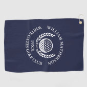 Serviette De Golf Personalized Golf Club Name Navy Blue (Horizontal)