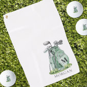 Serviette De Golf Personalized Golfer Green Monogram