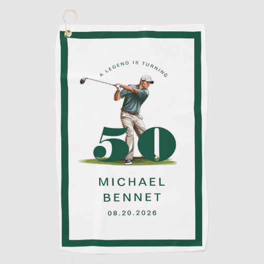 Serviette De Golf Personalized Green Golf 50th Birthday (Devant)
