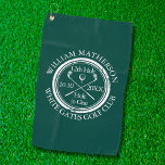 Serviette De Golf Personalized Hole in One Emerald Green<br><div class="desc">Featuring an aged stamp effect classic retro design. Personalize the name,  location hole number and date to create a great keepsake to celebrate that fantastic hole in one. Designed by Thisisnotme©</div>