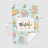 Serviette De Golf Personalized Magic Books Girl School Mint Green (En situation)