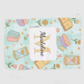 Serviette De Golf Personalized Magic Books Girl School Mint Green (Horizontal)
