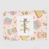 Serviette De Golf Personalized Magic Books Girl School Pink (Horizontal)