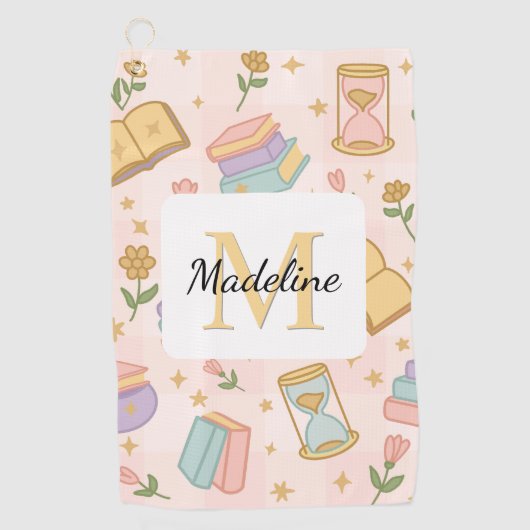 Serviette De Golf Personalized Magic Books Girl School Pink (Devant)