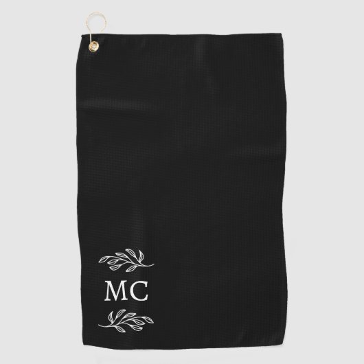 Serviette De Golf Personalized Monogram Initials Botanical Leaf (Devant)