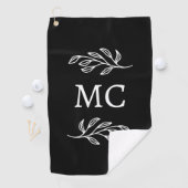 Serviette De Golf Personalized Monogram Initials Botanical Leaf (En situation)