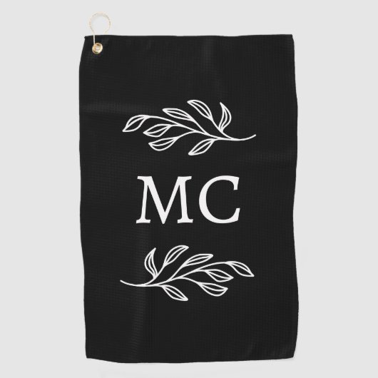 Serviette De Golf Personalized Monogram Initials Botanical Leaf (Devant)