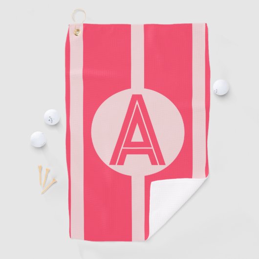 Serviette De Golf Personalized Monogram Pink Red Stripe (En situation)