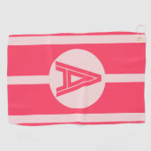 Serviette De Golf Personalized Monogram Pink Red Stripe (Horizontal)