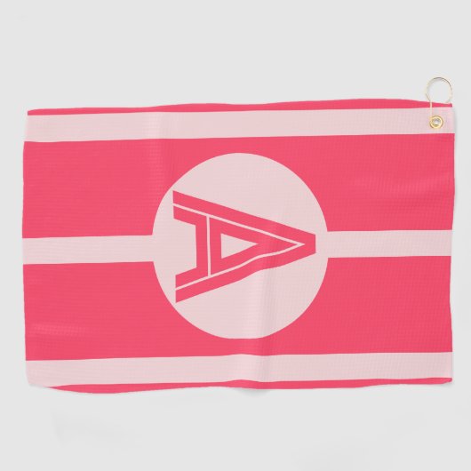 Serviette De Golf Personalized Monogram Pink Red Stripe (Horizontal)