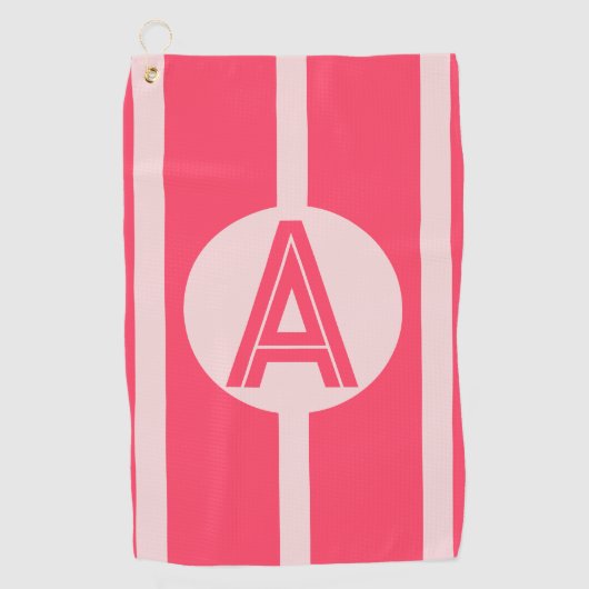 Serviette De Golf Personalized Monogram Pink Red Stripe (Devant)