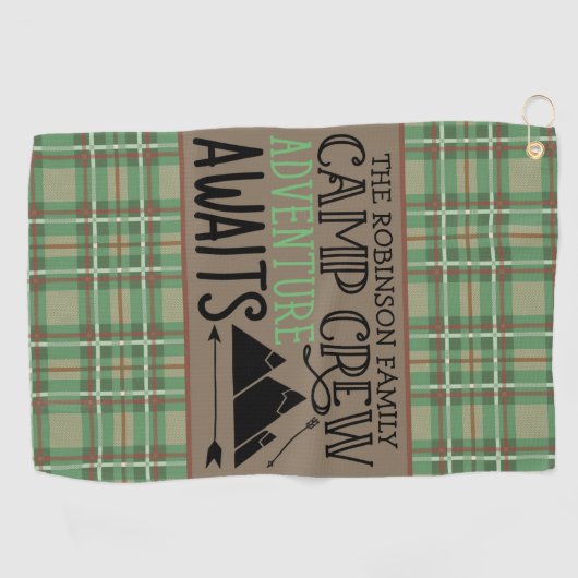 Serviette De Golf PERSONALIZED NAME Cabin Camping Adventure (Horizontal)