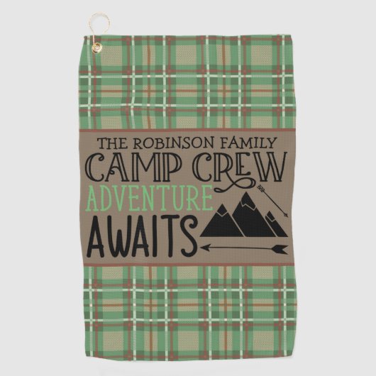 Serviette De Golf PERSONALIZED NAME Cabin Camping Adventure (Devant)