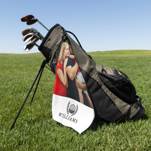 Serviette De Golf Personalized Name Monogram Photo (Vert)