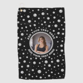 Serviette De Golf Personalized Photo with Pearls Circle on Black (Devant)