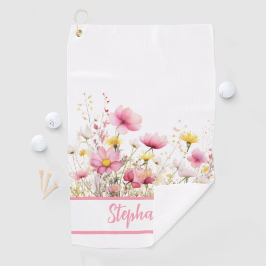 Serviette De Golf Personalized Pink Floral (En situation)
