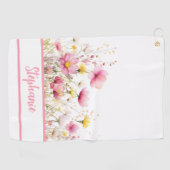 Serviette De Golf Personalized Pink Floral (Horizontal)