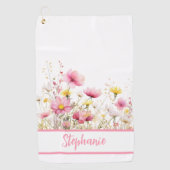 Serviette De Golf Personalized Pink Floral (Devant)